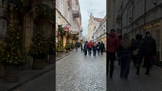 Main tourist street of Vilnius Ol Town in winter #shorts #vilnius #unesco