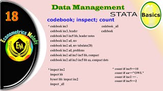 codebook inspect count || STATA | Data Management | Econometrics Melody | U/Graduate || Mphil /Phd