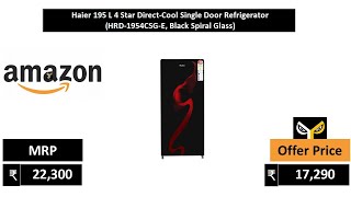 Haier 195 L 4 Star Direct Cool Single Door Refrigerator HRD 1954CSG E, Black Spiral Glass