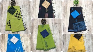 💛🐱Handloom southcottonmix saree's💯💫 Southcottonmix block printed saree 💖🌹