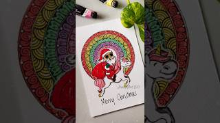 Christmas mandala art 🤶🏻🦄✨ santa claus drawing #art #shortsvideo #christmas #mandala #diy #cards #yt