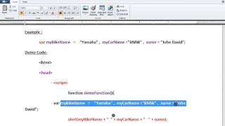 TAMIL JAVASCRIPT SINGLE STATEMENT MULTIPLE VARIABLE DEMO