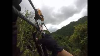 Zipline fail, didn't make it to the end, Puerto Rico