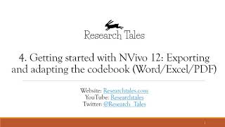 QDA Software NVivo 12: Getting started 4 (Exporting and adapting the codebook - Word, Excel, PDF)