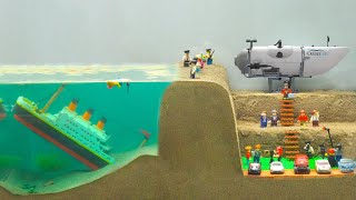 Dam Breach Experiment with Lego Titanic Submarine - 8' before missing of Titan Submarine Simulation