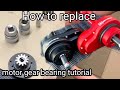 How to replace bearing in skateboard geardrive motor pulley assembly.