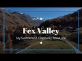 Valley Fex in autumn. Fall. Val Fex, Sils Maria, Engadin. Cinematic 4K DJI Mini 2. Drone view.