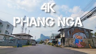 4K | นั่งรถชมเมืองสวยในหุบเขา | Phang Nga | Blue sky and Mountain