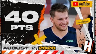 Luka Doncic 40 Pts 11 Ast Full Highlights | Mavericks vs Suns | August 2, 2020