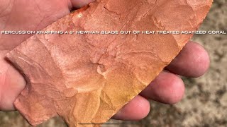 Knapping a 6” Newnan Knife out of Agatized Coral