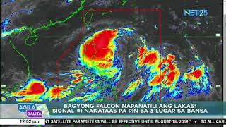 Bagyong Falcon napanatili ang lakas; signal #1 nakataas pa rin sa 3 lugar sa bansa