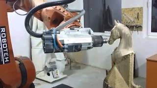 Miling solid wood with Kuka robot KR150 and Sprutcam