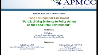 WEBINAR Series - Part2, Linking Evidence to Policy Action on the Retail Food Environment