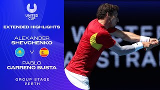 Alexander Shevchenko v Pablo Carreno Busta Extended Highlights | United Cup 2025 Group C