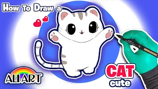 How To Draw a Cute Cat Easy for kids | Step by Step Tutorial Drawing & Coloring