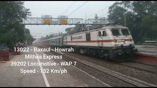 13022 Raxaul - Howrah Mithila Express skipping with Talit station is WAP7 With ICF Couch 132km/ph 😱😱