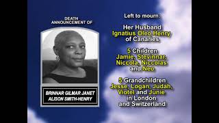 Brinnar Gilmar Janet Alison Smith-Henry ~ Long Obituary