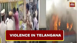 Protesters, Cops Clash In Telangana's Warangal Over Death Of Youth During Agnipath Protests