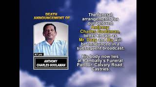 Anthony Charles Goolaman ~ Short Obituary