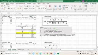 Tamaño muestral para poblaciones finitas e infinitas desarrollado en excel ESTADISTICA