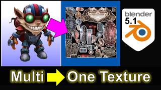Blender 5.1 Tutorial: Bake Multiple Materials into ONE Texture (Single Mesh Workflow)