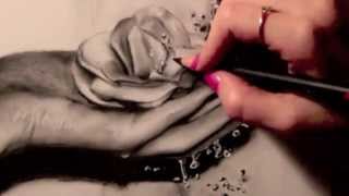 Speed Drawing : Realistic water over rose