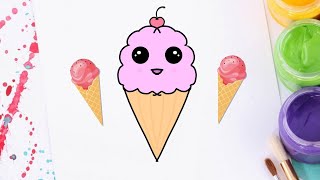 How To Draw A Cute Ice Cream Cone كيفية رسم مخروط الآيس كريم لطيف