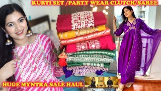 Huge Myntra  *BFF* Sale Haul For Karwachauth \u0026 Diwali   😱😱 Party Wear Clutch /Saree/Kurti Set Haul