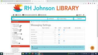 R.H. Johnson Library Tutorial: Logging into the catalog and updating your message settings