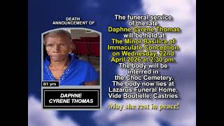 Daphne Cyrene Thomas ~ Short Obituary