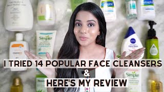 I HAVE TRIED 14 POPULAR FACE WASHES \u0026 HERE IS MY REVIEW | CLEANSER HAUL |