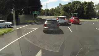Close call on the roundabout
