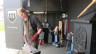 Forging a Maker Faire sword, the first day.