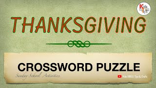 Thanksgiving Crossword Puzzle | Bible Game | Sunday School Activities #crossword #crosswordpuzzle