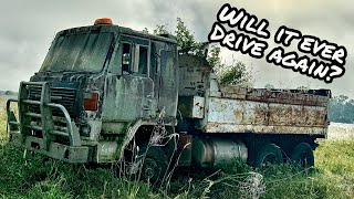 Will it START & DRIVE out of this SWAMP? OLD Diesel Dump Truck SITTING for YEARS