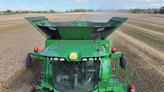 MONSTER XXL JOHN DEERE Combine Harvesting Wheat Along With a BEAST Tractor