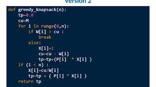GREEDY METHOD (Knapsack Problem ) Python Implementation - Part III