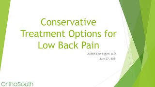 Conservative Treatments Options for Low Back Pain - Webinar Recording