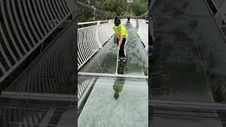 Sky Suspended Glass Bridge Mopping Process !