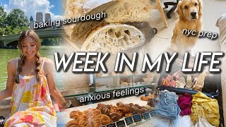 WEEK IN MY LIFE | nyc trip prep, shop & pack with me, anxious feelings, & baking sourdough bread!