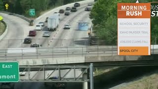 Large spool blocks traffic on Houston freeway