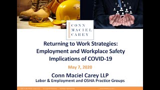 Returning to Work Strategies: Employment and Workplace Safety Implications of COVID-19