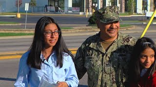 Navy dad surprises daughters during awards ceremony in Broken Arrow.