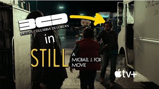 Still: A Michael J. Fox - AppleTV+ - Back To The Future Recreation Sequence with BC DeLorean