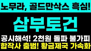 [#삼부토건주가전망] 노무라, 골드만삭스 흑심! 공시해석! 2천원 돌파 불가피! 합작사 출범! 황금제국 가속화! 주주님들 절대 흔들리시면 안됩니다!