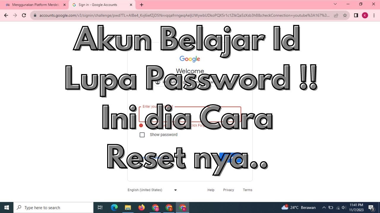 Langkah-langkah Cara Reset Password Akun Belajar Id - YouTube