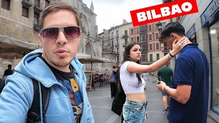 He threw his drink in her face! (Bilbao street walk)