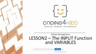 Lesson 2 - Python for Beginners - INPUT FUNCTION and VARIABLES