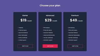 How To Make Pricing Table Using HTML And CSS | Price Plan on Website In HTML & CSS