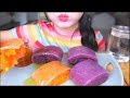 ASMR POTATO STARCH MOCHI | UBE YAM + SWEET POTATO | EATING SOUNDS | NO TALKING